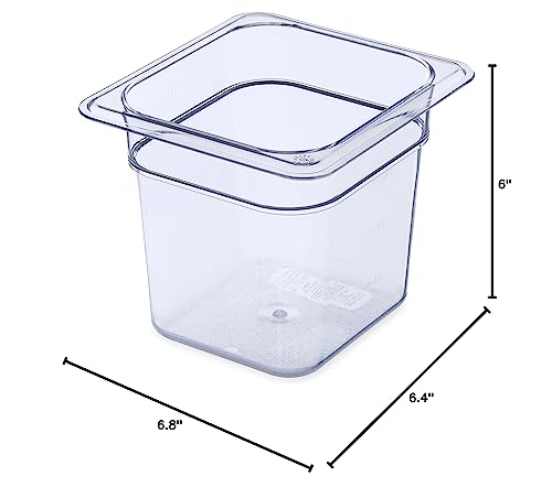 Carlisle FoodService Products Plastic Food Pan 1/6 Size 6 Inches Deep Clear