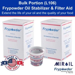 MirOil L106 8 Gal - BULK SAVER - 2 x L104 Boxes of Fry Powder Oil Stabilizer and Filter Aid, CS of 2 x 4 Gallons of Powder - Fry Oil Saving, Item 403022