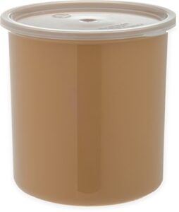 carlisle foodservice products round storage container with lid, 2.7 quart crock, beige