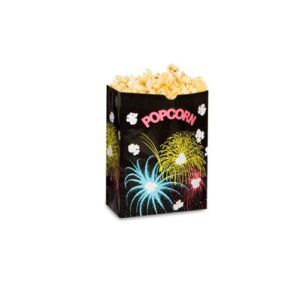 bagcraft papercon 300450 theater popcorn bag with black funburst design, 130 oz capacity, 9-5/8" length x 7-1/2" width x 3-1/2" height (case of 500)