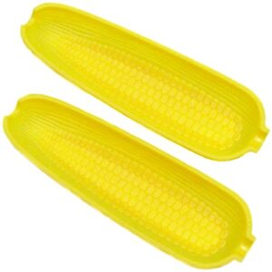 chef craft select plastic corn cob dishes, 9.5 inches in length 2 piece set, yellow