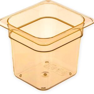 Carlisle FoodService Products 3088513 StorPlus High Heat Food Pan, 6" Deep, Sixth Size, Amber