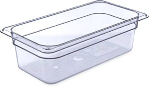 carlisle foodservice products plastic food pan 1/3 size 4 inches deep clear