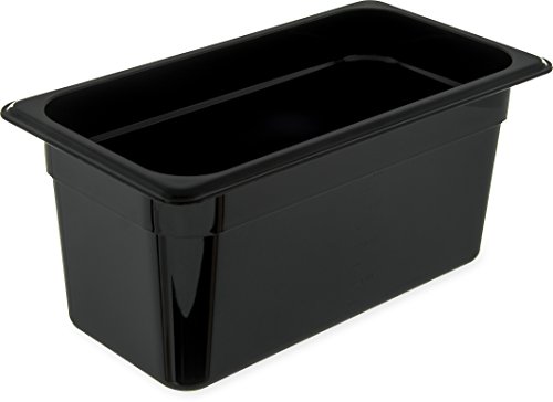 Carlisle FoodService Products Plastic Food Pan 1/3 Size 6 Inches Deep Black