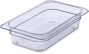 carlisle foodservice products plastic food pan 1/4 size 2.5 inches deep clear