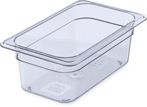carlisle foodservice products plastic food pan 1/4 size 4 inches deep clear