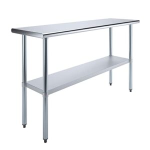 amgood stainless steel work table with undershelf | kitchen island food prep | laundry garage utility bench | nsf certified (60" long x 18" deep)