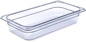 carlisle foodservice products plastic food pan 1/3 size 2.5 inches deep clear