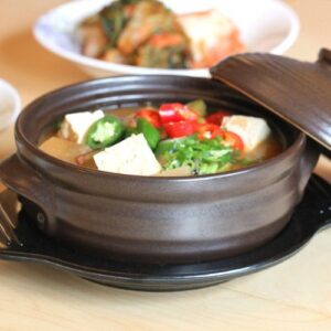 Crazy Korean Cooking Korean Stone Bowl (Dolsot), Sizzling Hot Pot for Bibimbap and Soup - Premium Ceramic (Large with Lid)