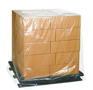aviditi 58" x 43" x 76" pallet covers/bin liners, 2 mil, clear, perforated roll, use to protect pallets and equipment during shipment or storage (1 roll of 50)