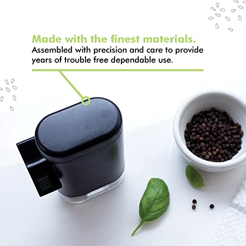 Refillable Sea Salt and Pepper Grinder - Traditional Ceramic Peppercorn Grinder, Pepper Mill by PepperMate (Black)