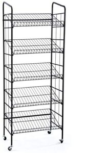 displays2go br5gsh24bk rolling baker's display rack with five angled shelves