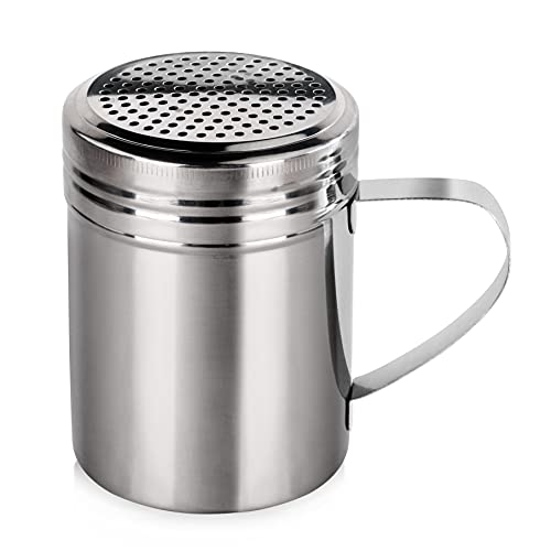 New Star Foodservice 28485 Stainless Steel Dredge Shaker with Handle, 10-Ounce, Set of 2