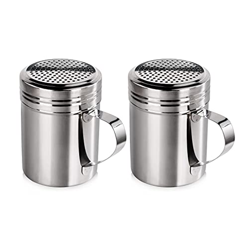 New Star Foodservice 28485 Stainless Steel Dredge Shaker with Handle, 10-Ounce, Set of 2