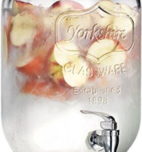 Circleware Sun Tea Mason Jar Glass Beverage Dispenser with Lid Entertainment Glassware for Water, Juice, Beer Liquor, Kombucha & Cold Drinks, 2 Gallon, Classic Yorkshire 2-Gal