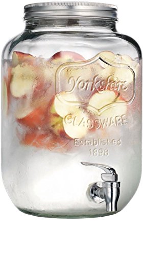 Circleware Sun Tea Mason Jar Glass Beverage Dispenser with Lid Entertainment Glassware for Water, Juice, Beer Liquor, Kombucha & Cold Drinks, 2 Gallon, Classic Yorkshire 2-Gal