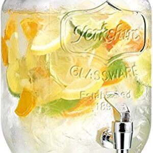 Circleware Sun Tea Mason Jar Glass Beverage Dispenser with Lid Entertainment Glassware for Water, Juice, Beer Liquor, Kombucha & Cold Drinks, 2 Gallon, Classic Yorkshire 2-Gal