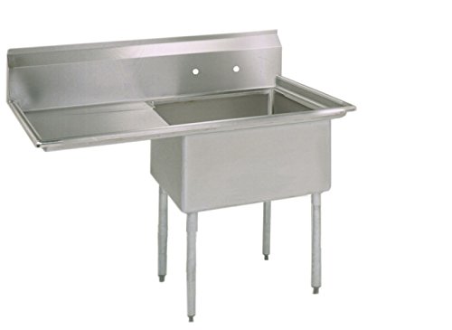 BK Resources Stainless Steel 1 Compartment Sink with Left Hand Drainboard, 38"W x 23-13/16"D