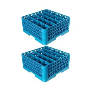carlisle foodservice products opticlean plastic 25-compartment divided glass rack, blue, (pack of 2)