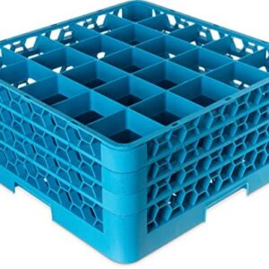 Carlisle FoodService Products OptiClean Plastic 25-Compartment Divided Glass Rack, Blue, (Pack of 2)