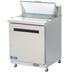 arctic air ast28r 29" single door sandwich/salad prep table with refrigerated base, 6.5 cubic feet, silver