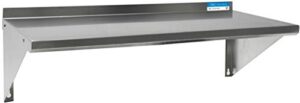 bk resources stainless steel wall shelf, 12"x 36", 18 gauge t-430 steel, nsf commercial kitchen food service use, 1.5" backsplash, angle supports, bkwse-1236