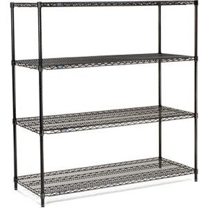 nexel adjustable wire shelving unit, 4 tier, nsf listed commercial storage rack, 24" x 60" x 63", black epoxy