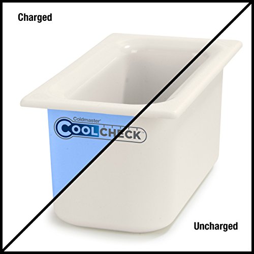 Carlisle FoodService Products CM1102C1402 Coldmaster CoolCheck 6" Deep Third-Size Insulated Food Pan, 4 Quart, Color Changing, White and Blue