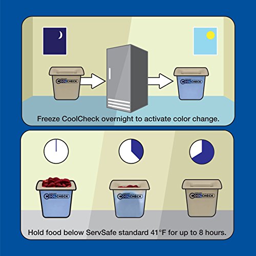 Carlisle FoodService Products CM1102C1402 Coldmaster CoolCheck 6" Deep Third-Size Insulated Food Pan, 4 Quart, Color Changing, White and Blue