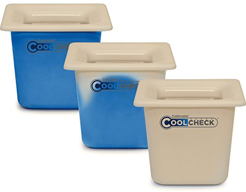 Carlisle CM1105C1402 Coldmaster CoolCheck 6" Deep Sixth-Size High Capacity Insulated Cold Food Pan, 1.7 Quart, Color Changing, White/Blue