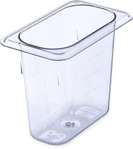 carlisle foodservice products 3068807 plastic food pan, 1/9 size, 6 inches deep, clear