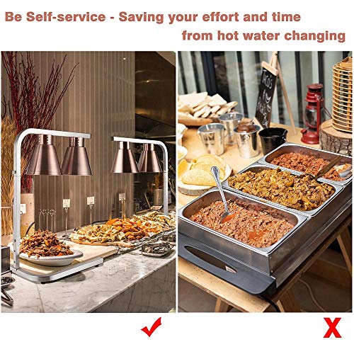 Commercial Food Heat Lamp Dual Bulb Countertop Buffet Food Court Restaurants