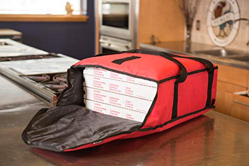 Carlisle FoodService Products PB17 Commercial Insulated Pizza/Food Delivery Bag, 5" H x 16.5" W x 17" D, Red