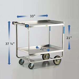 Lakeside Manufacturing 743 Utility Cart, Stainless Steel, 2 Shelves, 700 lb. Capacity (Fully Assembled), Silver