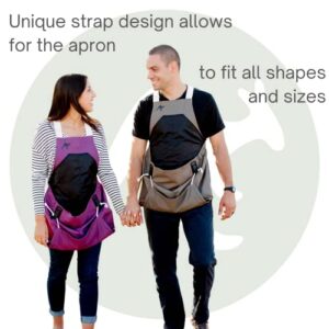 The Roo Apron - Gardening Apron with Pockets and Harvesting, Picking Pouch – Adjustable, Water-resistant, Washable Canvas Cotton - Great Gardener Gift