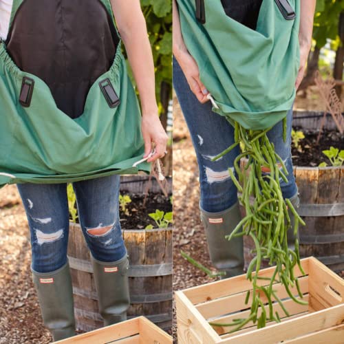 The Roo Apron - Gardening Apron with Pockets and Harvesting, Picking Pouch – Adjustable, Water-resistant, Washable Canvas Cotton - Great Gardener Gift