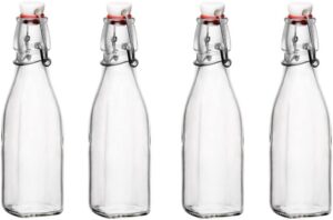 bormioli rocco glass 8.5 ounce swing top bottle, set of 4