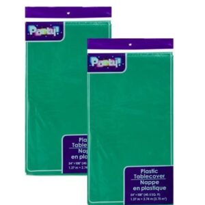 2-Pack Green Disposable Plastic Tablecloths/Table Covers, 54 x 108 inches each