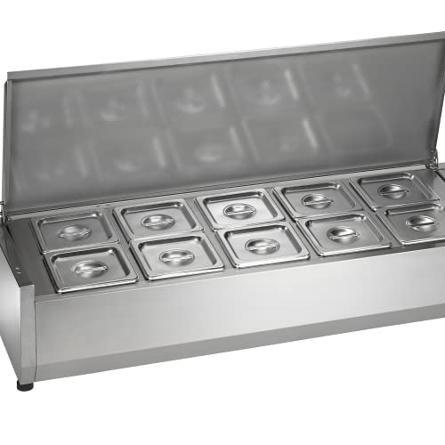 Arctic Air ACP55 55" Refrigerated Countertop Condiment Prep Station With 10 Pan Compartments, Stainless Steel, 115v