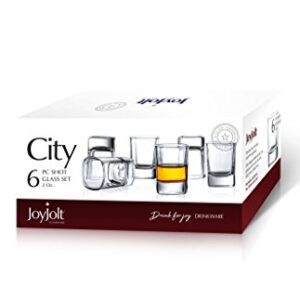 JoyJolt 6-Pack Heavy Base Shot Glass Set, 2-Ounce Shot Glasses