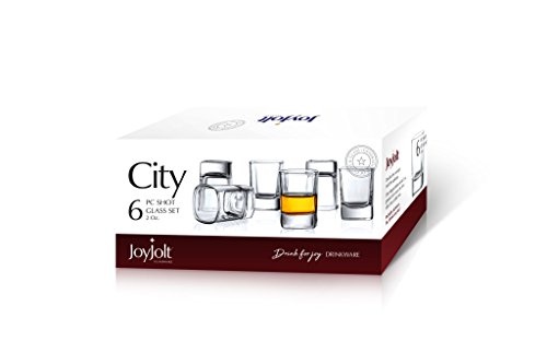 JoyJolt 6-Pack Heavy Base Shot Glass Set, 2-Ounce Shot Glasses