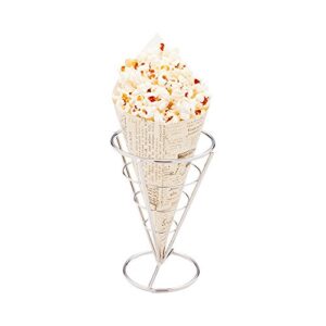 restaurantware conetek 10-inch eco-friendly finger food cones: perfect for appetizers - food-safe paper cone with newsprint styling - disposable and recyclable - 100-ct - restaurantware