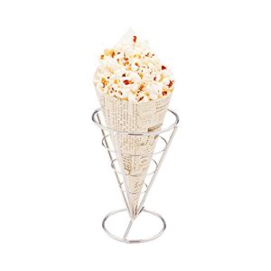 Restaurantware Conetek 10-Inch Eco-Friendly Finger Food Cones: Perfect for Appetizers - Food-Safe Paper Cone with Newsprint Styling - Disposable and Recyclable - 100-CT - Restaurantware