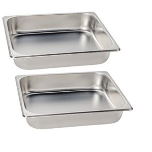 Premier Choice 2 Pack 1/2 Size Chafer Food Pan Stainless Steel Steam Table/Hotel Pan - 2 1/2" Deep