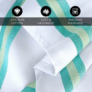 Harringdons Kitchen Dish Towels Set of 12-Tea Towels 100% Cotton. Large Dish Cloths 28"x20" Soft and Absorbent. White with Blue, Green and red Stripes, 4 of Each. There's no Substitute for Quality