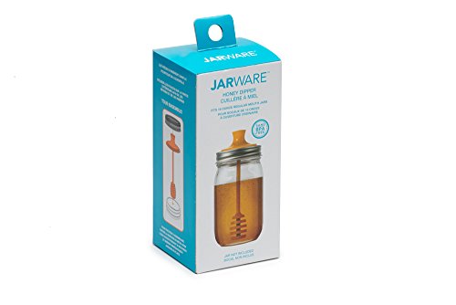 Jarware Honey Dipper Lid for Regular Mouth Mason Jars, Orange, 16-Ounce