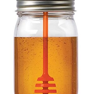 Jarware Honey Dipper Lid for Regular Mouth Mason Jars, Orange, 16-Ounce