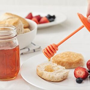 Jarware Honey Dipper Lid for Regular Mouth Mason Jars, Orange, 16-Ounce