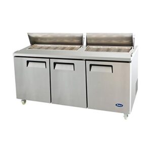 atosa usa msf8308 stainless steel mega top sandwich/salad prep table 72-inch three door refrigerator