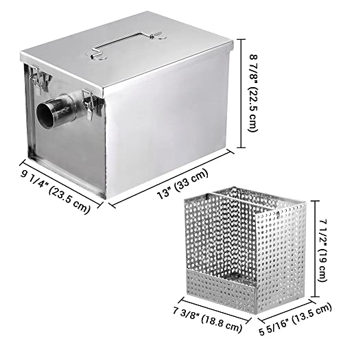 Yescom 8 Lbs Commercial Grease Trap Stainless Steel Interceptor 5GPM Restaurant Cafe